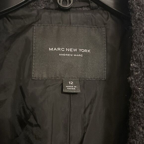 Marc New York Paige Wool Boucle Notch Long Coat Size 12 - Picture 4 of 8